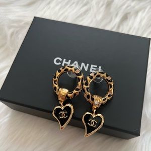 Authentic 2022 CHANEL Leopard Print CC Heart Earrings